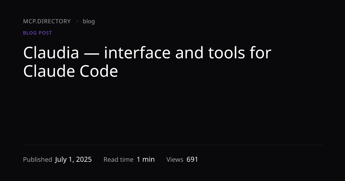 Claudia — interface and tools for Claude... — MCP.Directory
