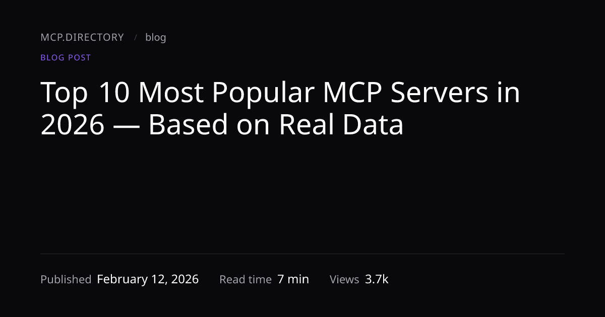 Top 10 Most Popular MCP Servers in 2026 ... — MCP.Directory