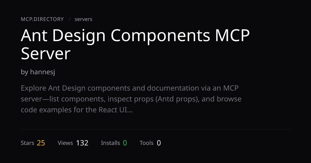 Ant Design Components MCP Server MCP — MCP.Directory