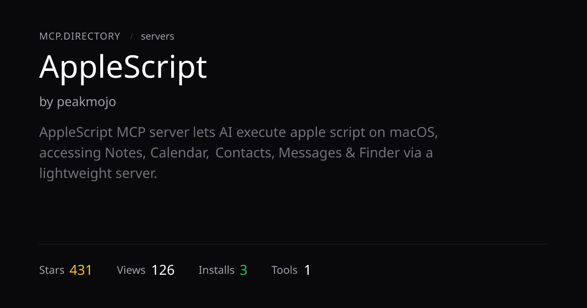 AppleScript MCP Server — Install & Setup — MCP.Directory