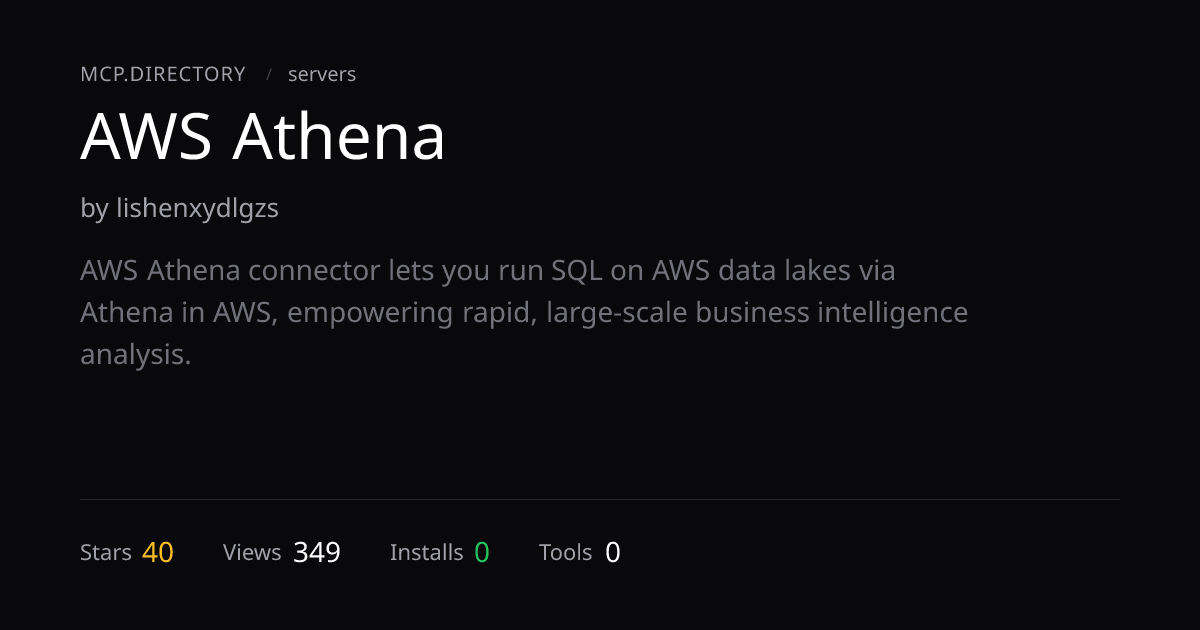 AWS Athena MCP Server — Install & Setup — MCP.Directory