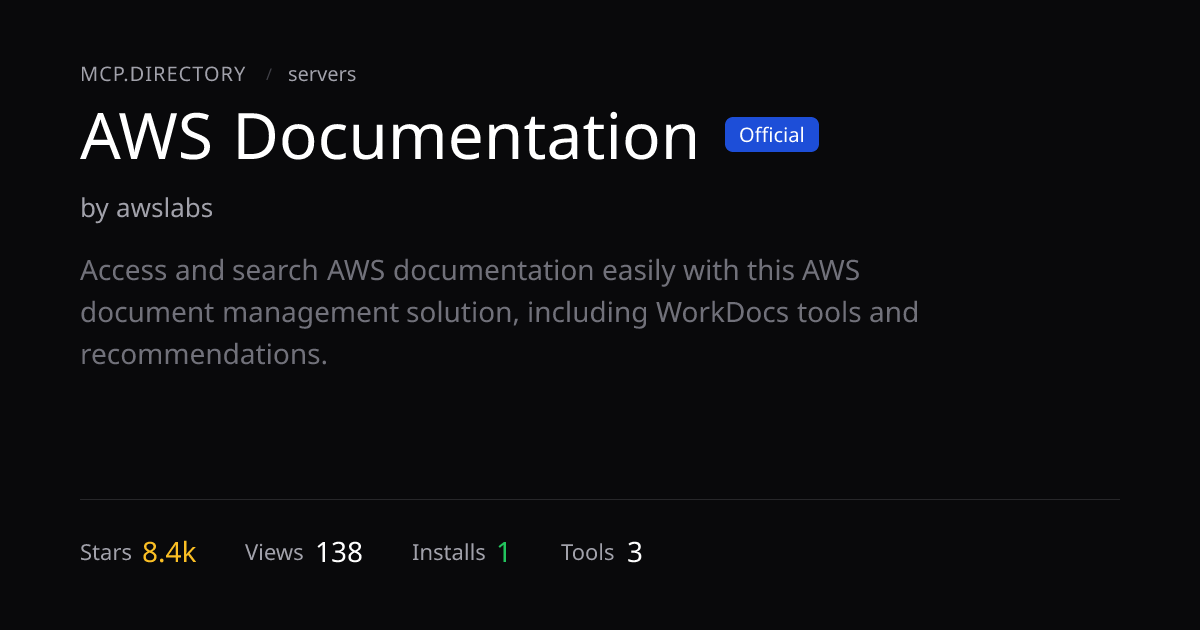 AWS Documentation — MCP Server — MCP.Directory