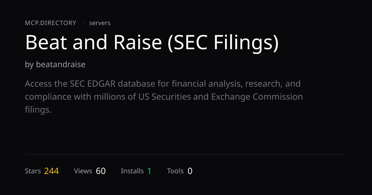 Beat and Raise (SEC Filings) — MCP Server — MCP.Directory