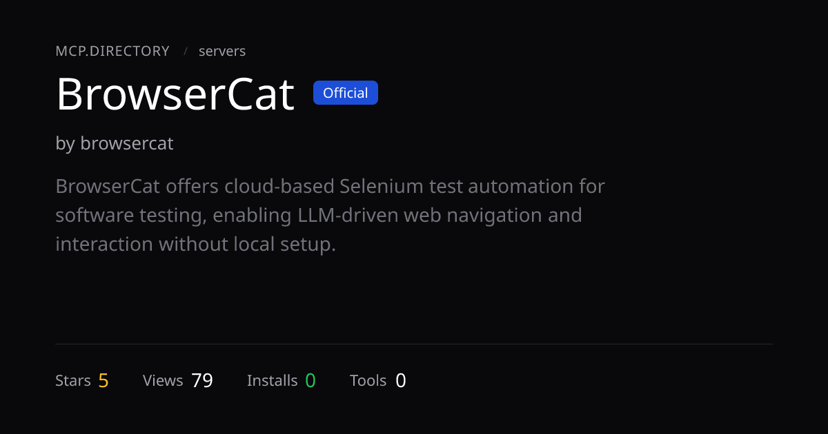 BrowserCat MCP Server — Install & Setup — MCP.Directory
