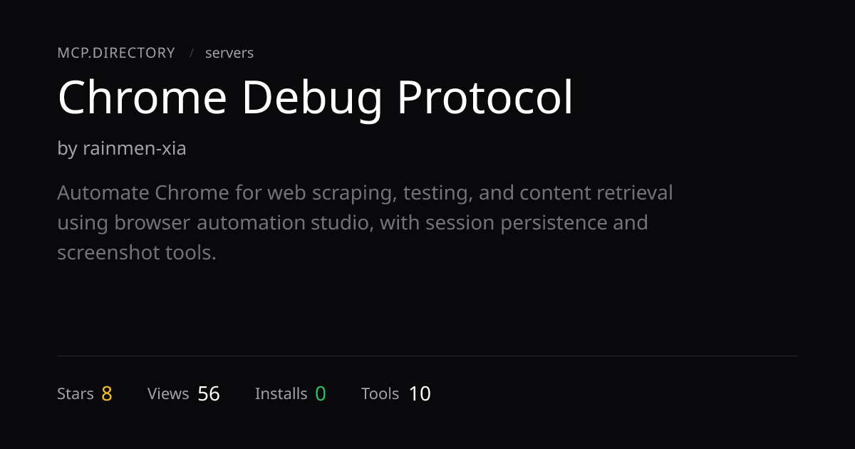 Chrome Debug Protocol MCP Server — MCP.Directory