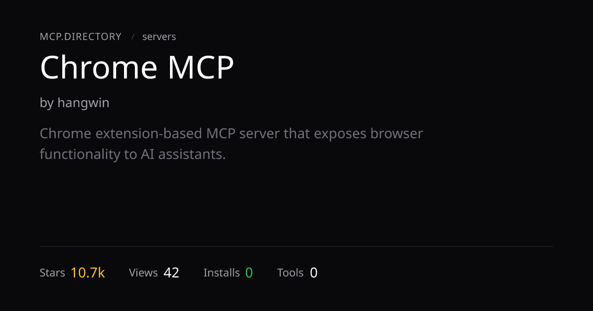 Chrome MCP Server — Install & Setup — MCP.Directory