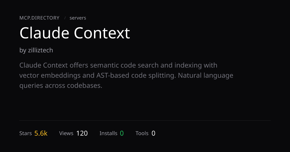 Claude Context MCP Server — Install & Setup — MCP.Directory