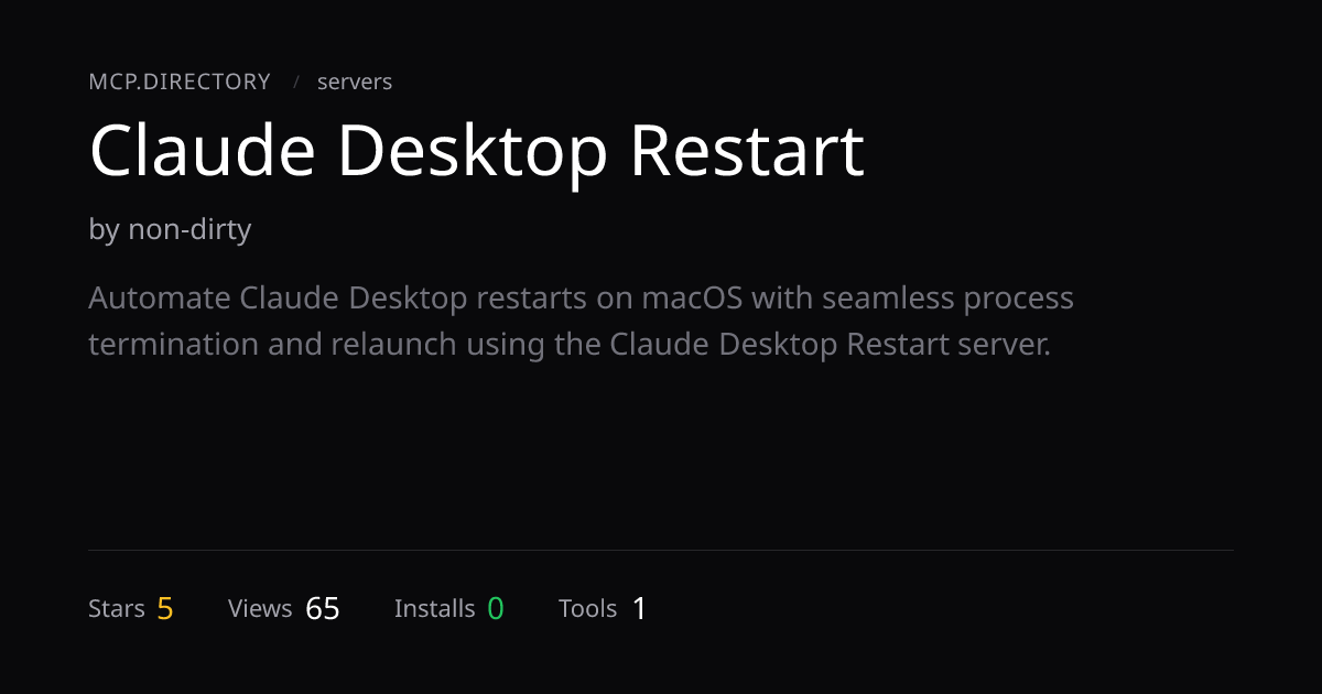 Claude Desktop Restart MCP Server — MCP.Directory