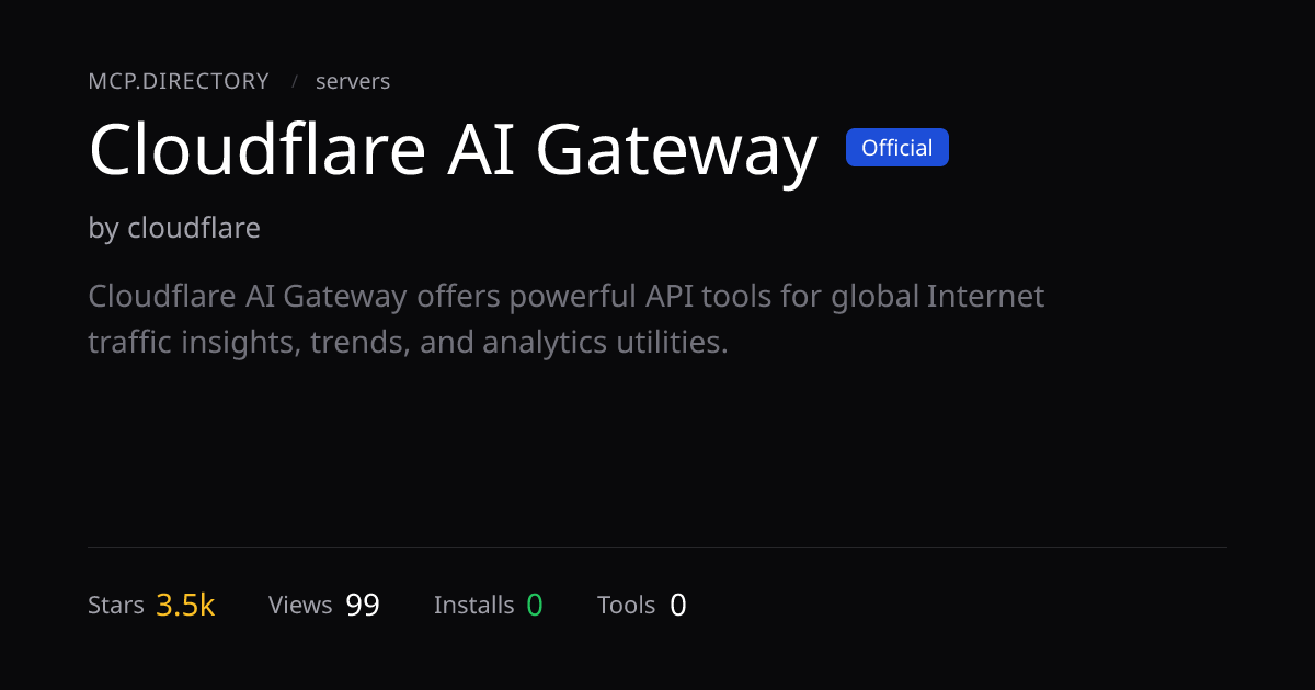 Cloudflare AI Gateway MCP Server — MCP.Directory