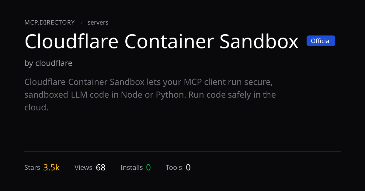 Cloudflare Container Sandbox MCP Server — MCP.Directory