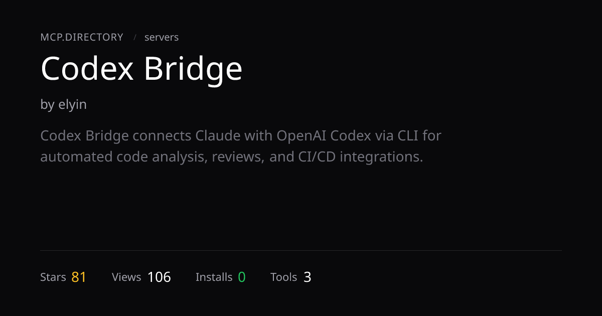 Codex Bridge MCP Server — Install & Setup — MCP.Directory