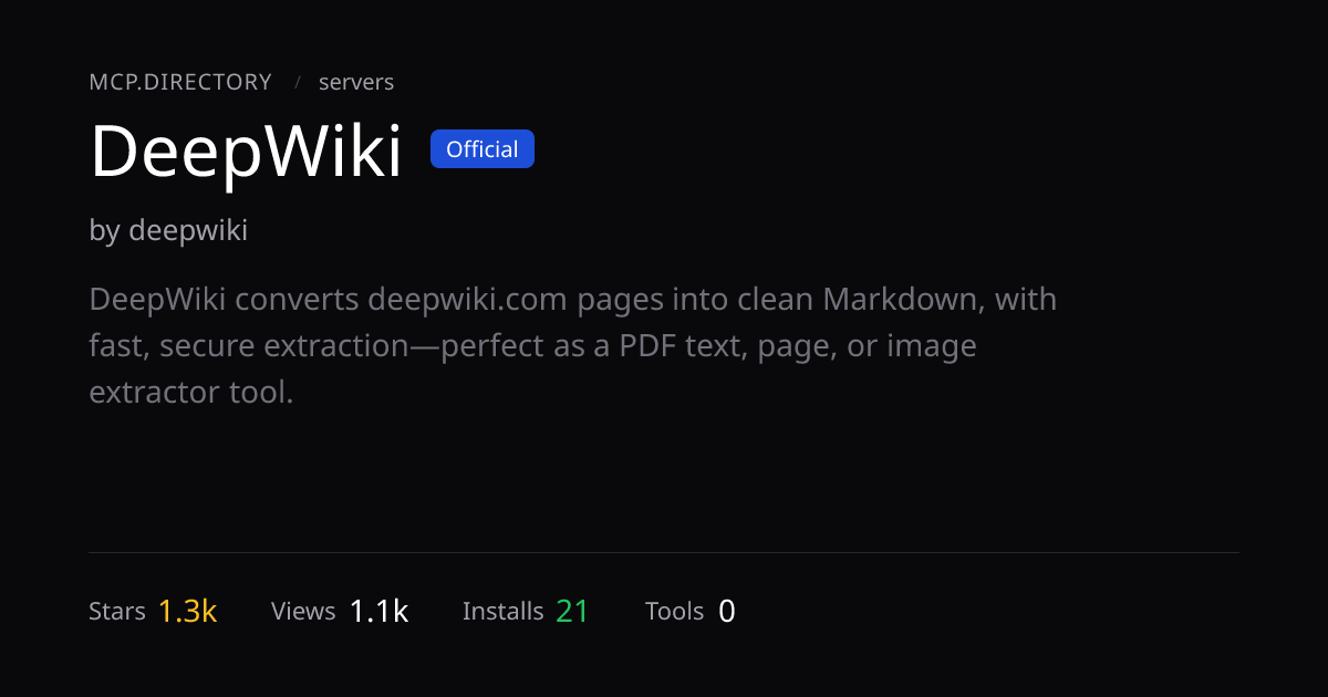 DeepWiki MCP Server — Install & Setup — MCP.Directory
