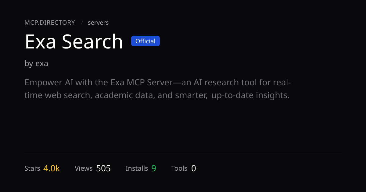 Exa Search MCP Server — Install & Setup — MCP.Directory
