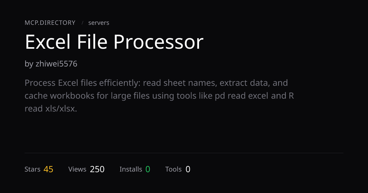 Excel File Processor MCP Server — MCP.Directory
