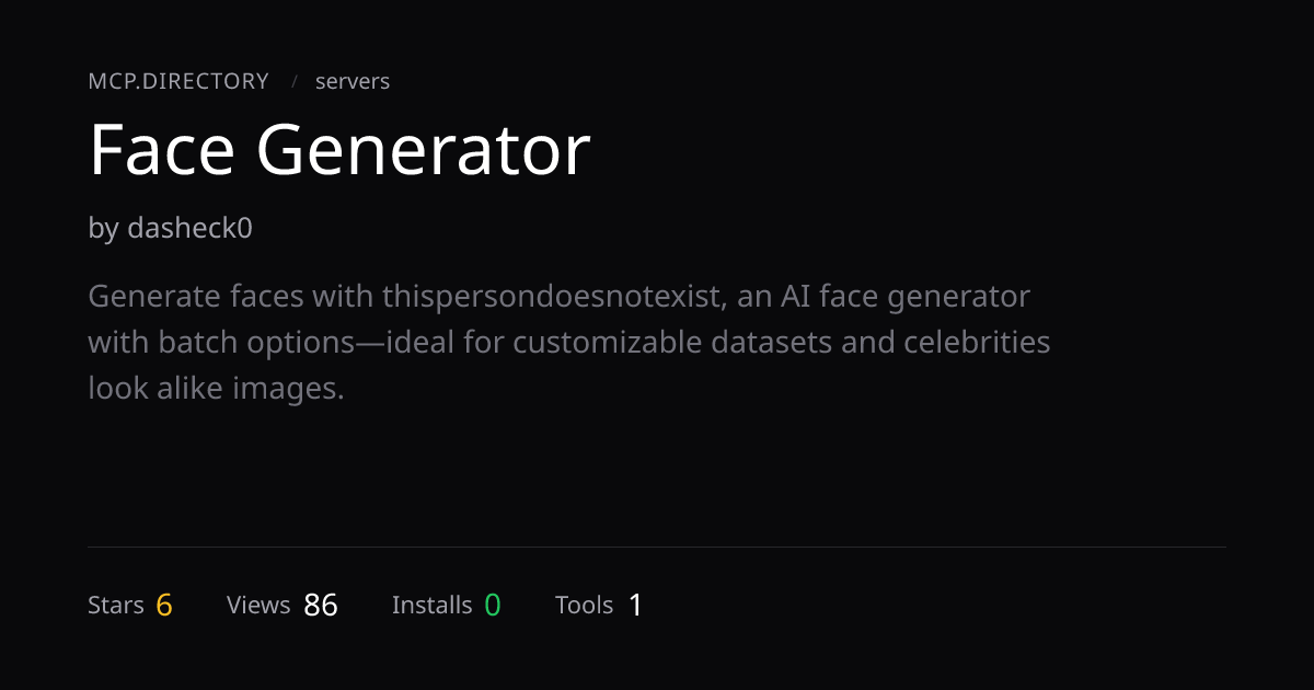 Face Generator MCP Server — Install & Setup — MCP.Directory