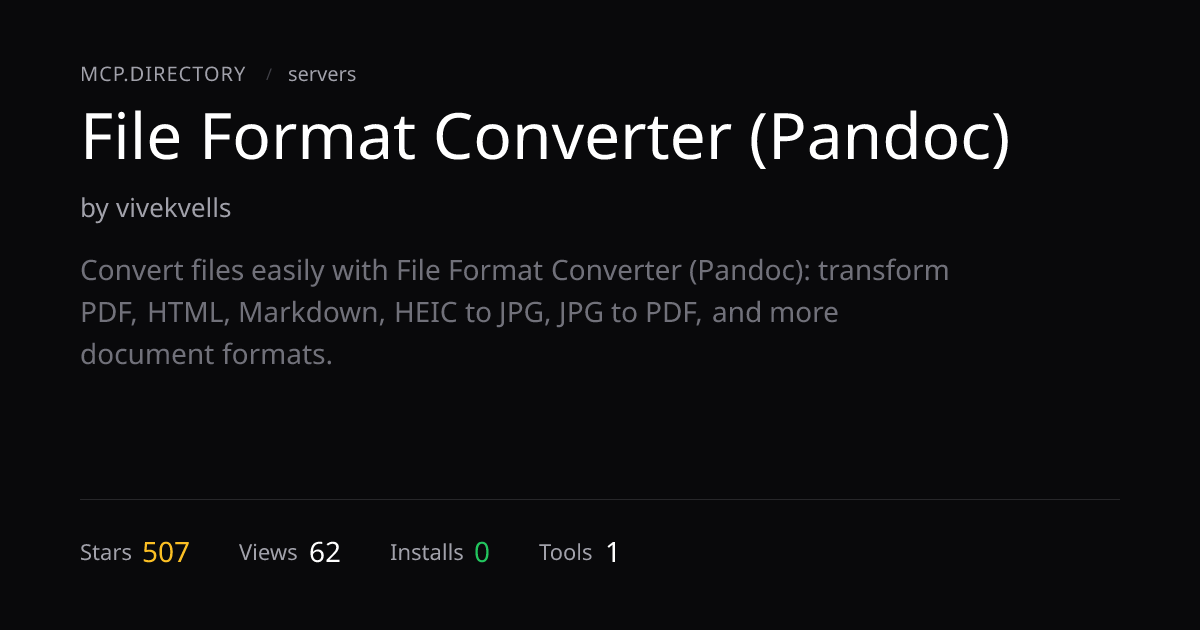 File Format Converter (Pandoc) — MCP Server — MCP.Directory