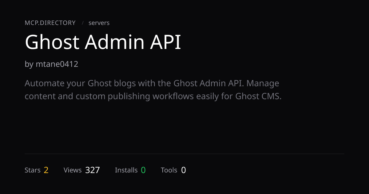 Ghost Admin API MCP Server — MCP.Directory