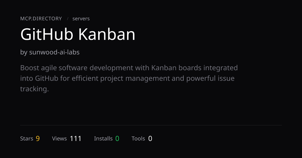 GitHub Kanban MCP Server — Install & Setup — MCP.Directory