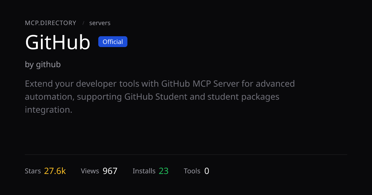 GitHub MCP Server — Install & Setup — MCP.Directory