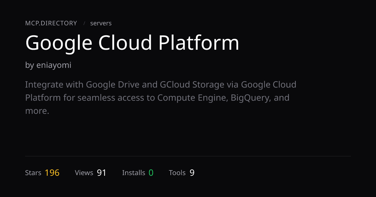 Google Cloud Platform MCP Server — MCP.Directory