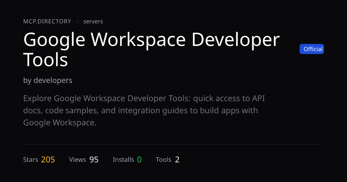 Google Workspace Developer Tools MCP Server — MCP.Directory