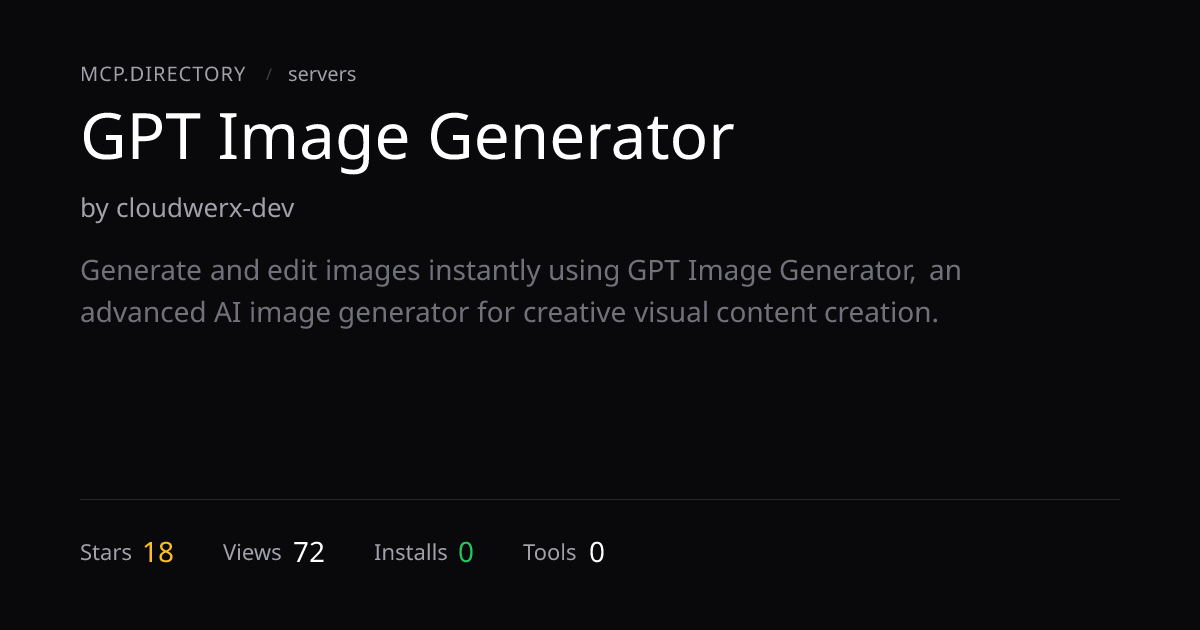 GPT Image Generator MCP Server — MCP.Directory