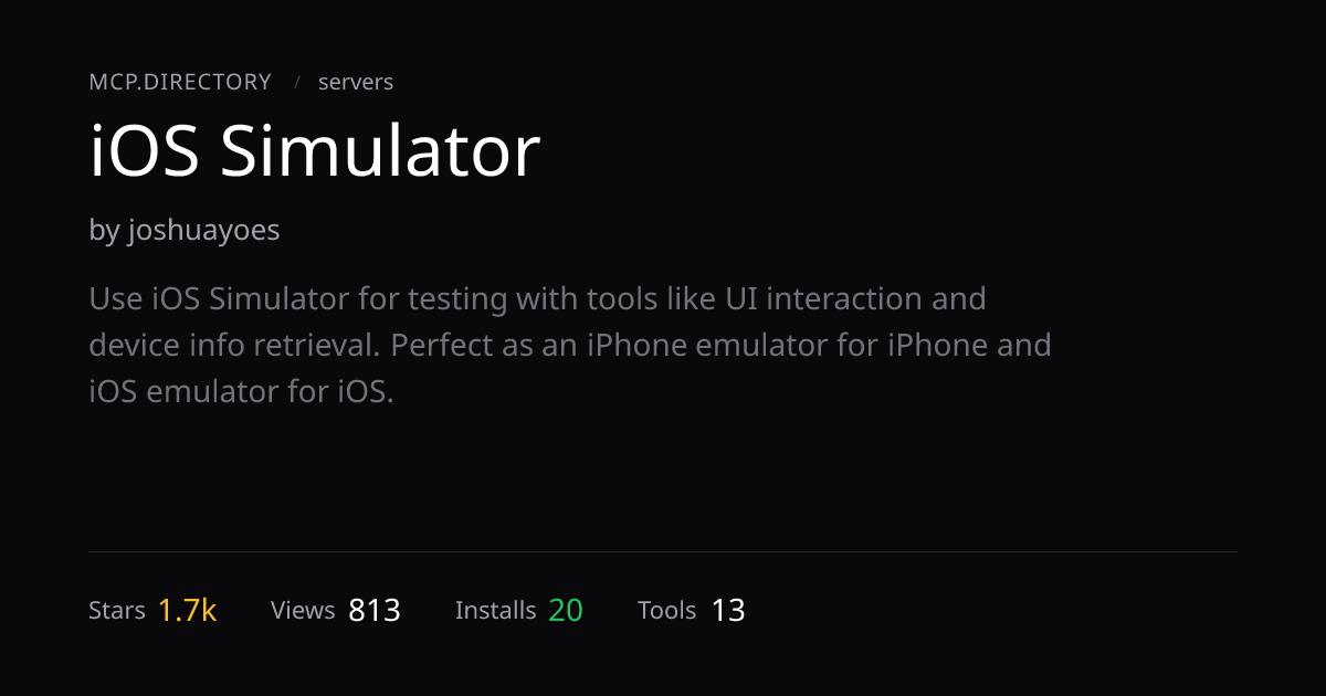 iOS Simulator MCP Server — Install & Setup — MCP.Directory
