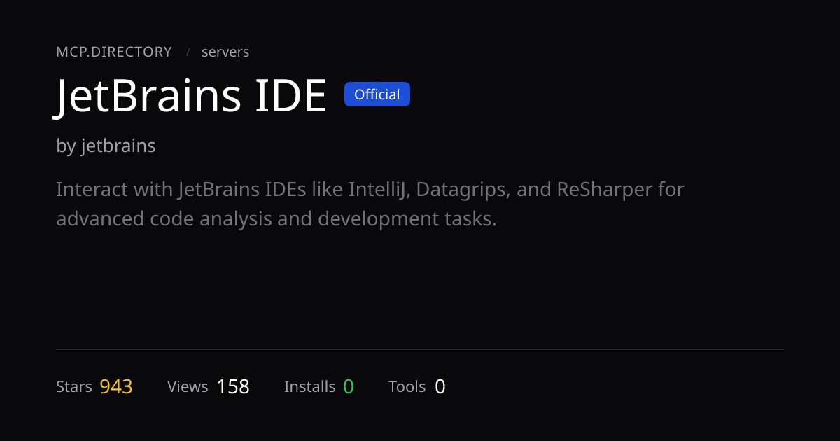 JetBrains IDE MCP Server — Install & Setup — MCP.Directory