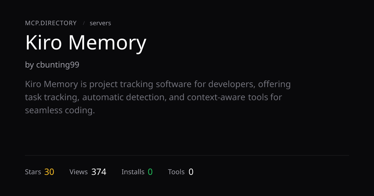 Kiro Memory MCP Server — Install & Setup — MCP.Directory