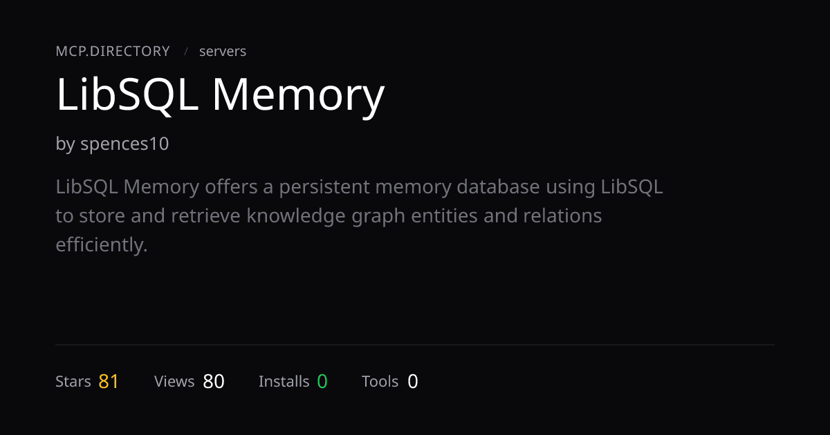 LibSQL Memory — MCP Server — MCP.Directory