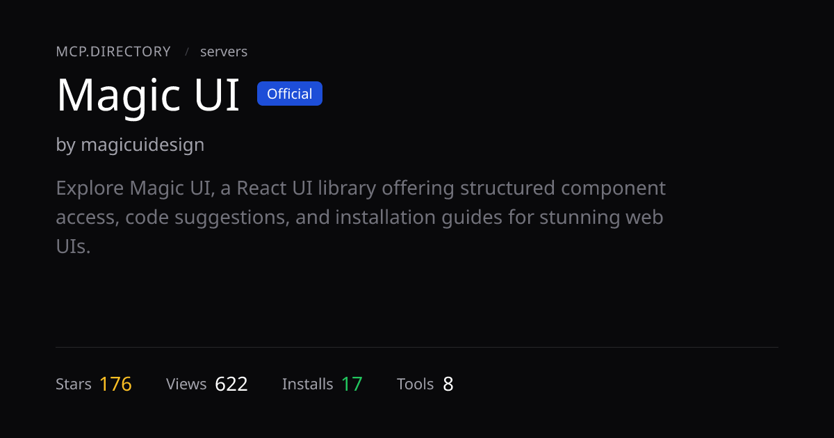 Magic UI MCP Server — Install & Setup — MCP.Directory