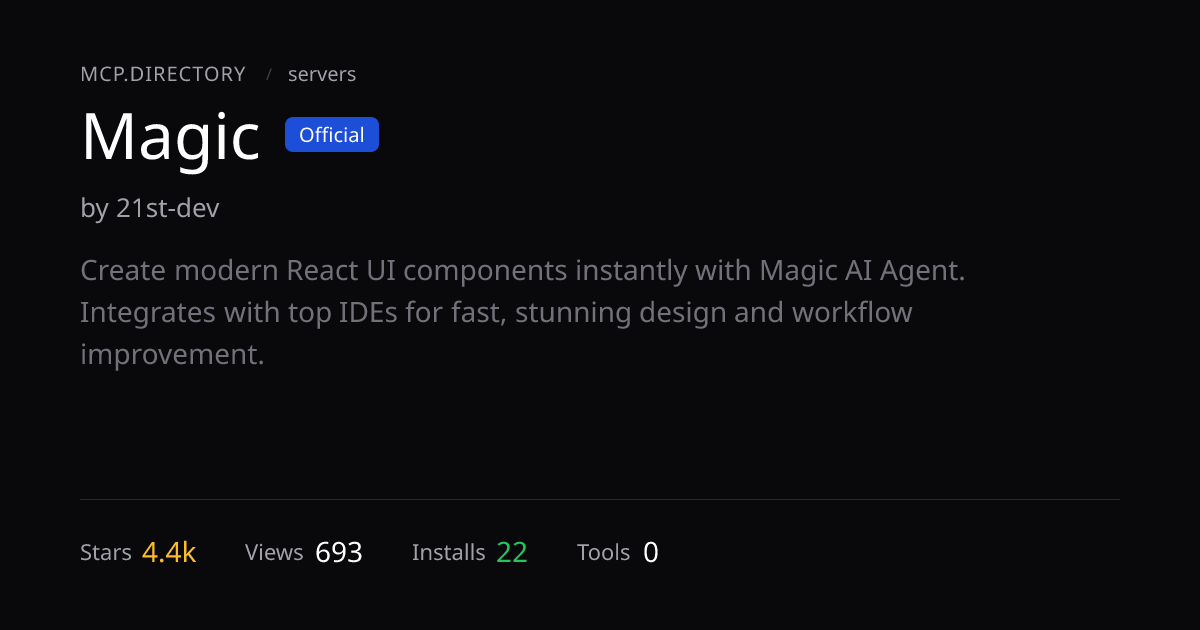 Magic MCP Server — Install & Setup — MCP.Directory
