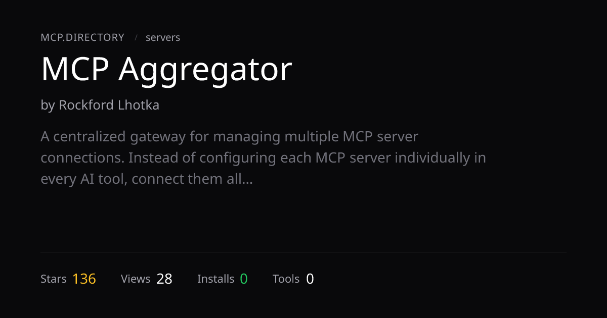 MCP Aggregator MCP Server — Install & Setup — MCP.Directory
