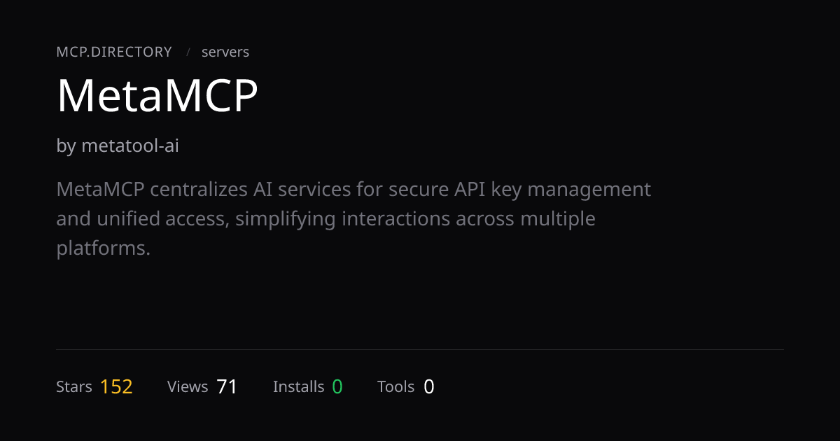 MetaMCP MCP Server — Install & Setup — MCP.Directory