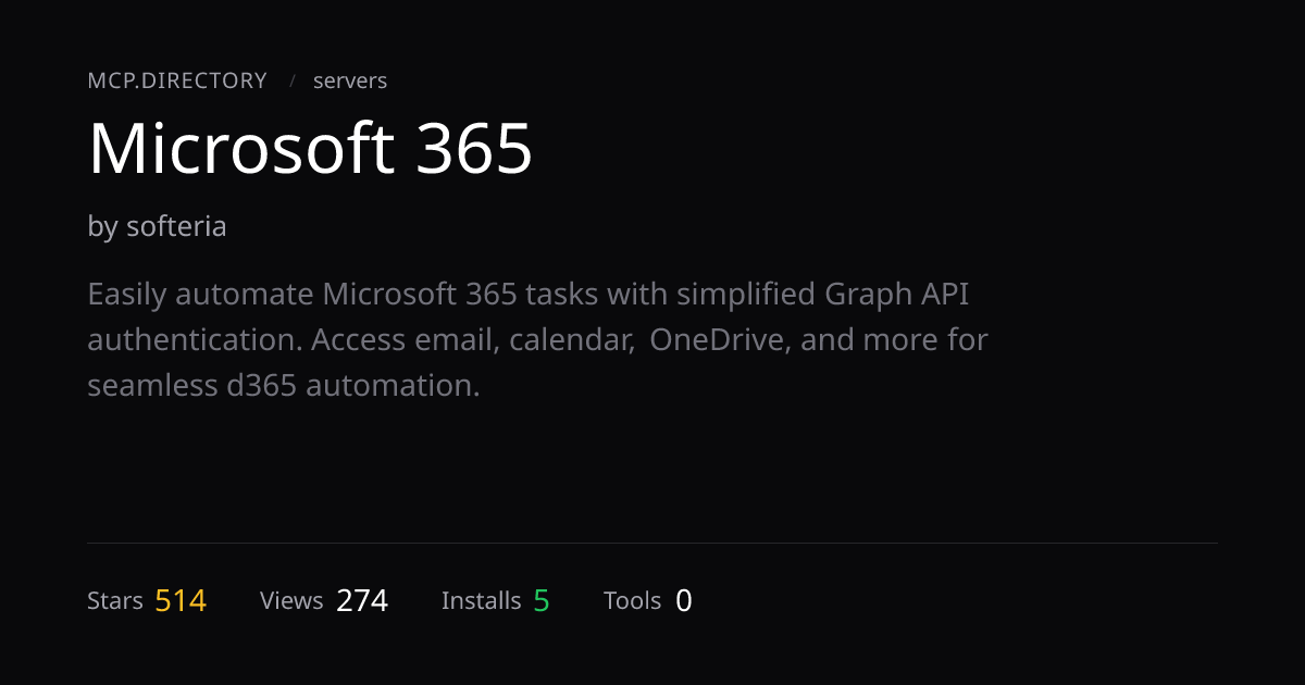 Microsoft 365 MCP Server — Install & Setup — MCP.Directory