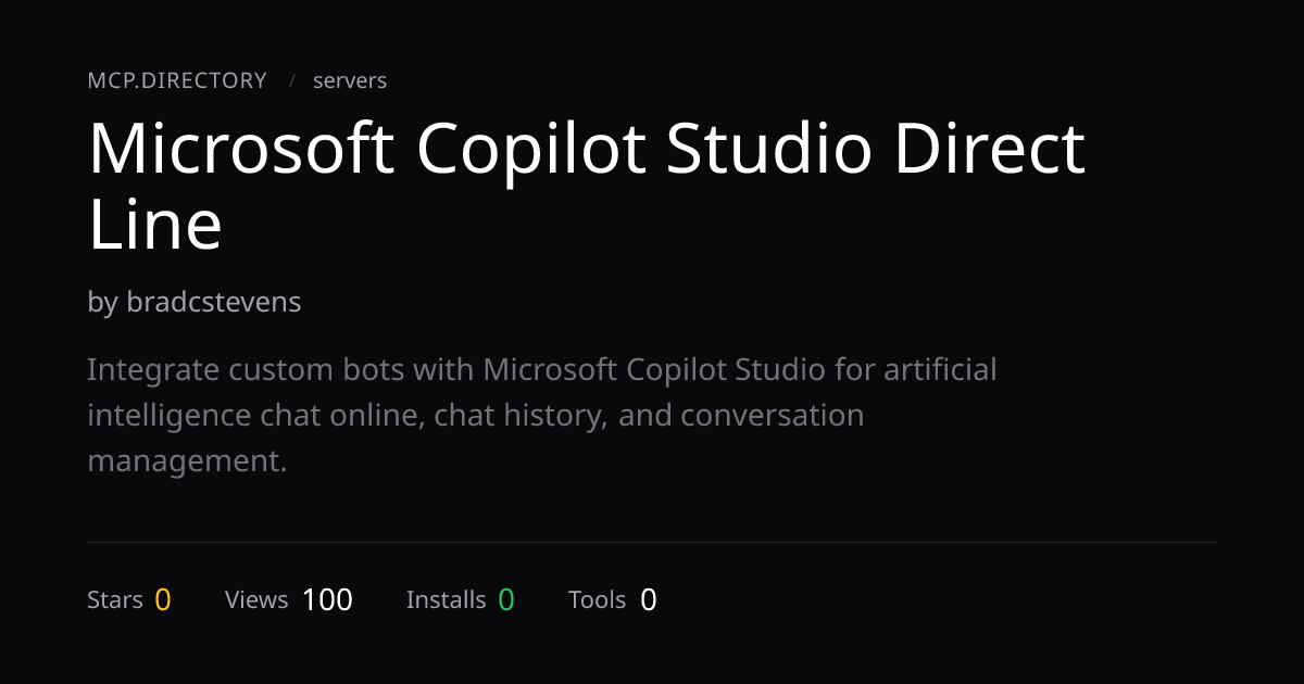 Microsoft Copilot Studio Direct Line MCP — MCP.Directory