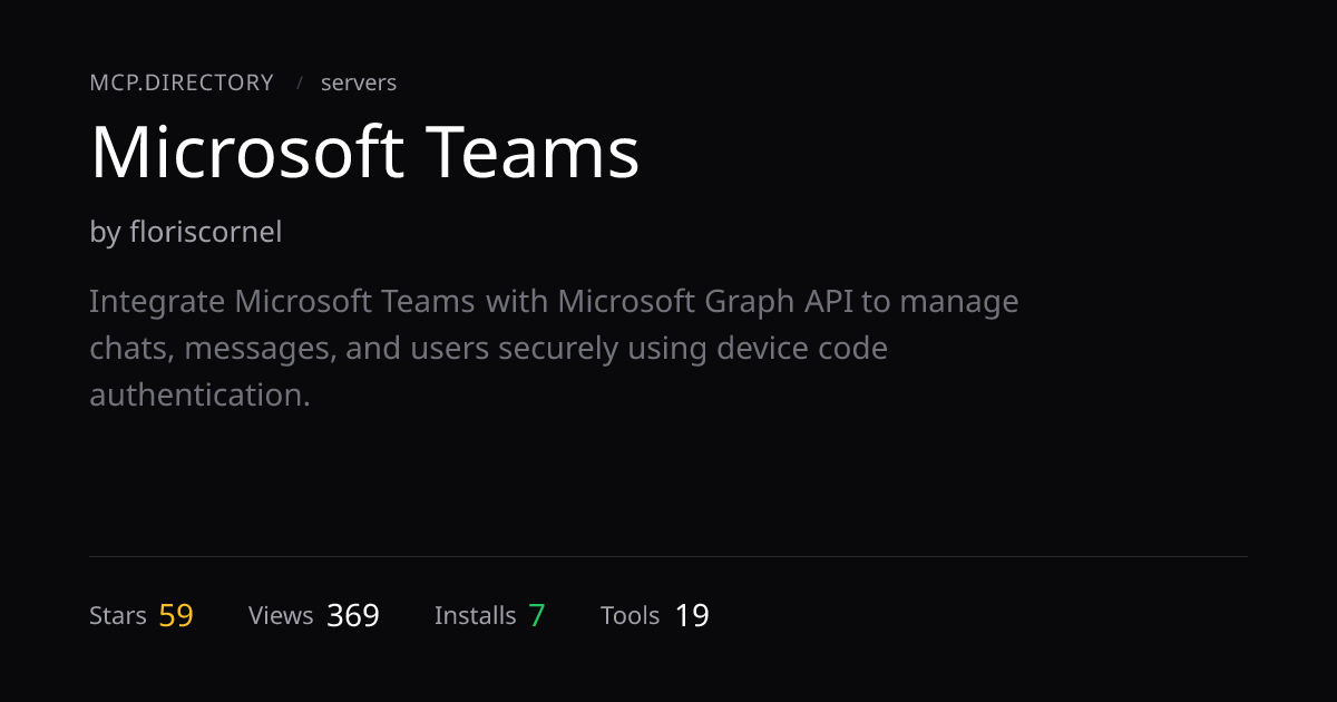 Microsoft Teams MCP Server — MCP.Directory