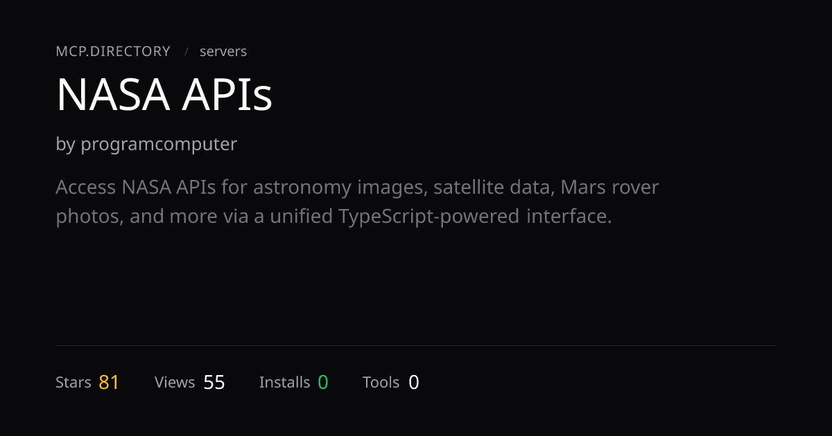 NASA APIs — MCP Server — MCP.Directory