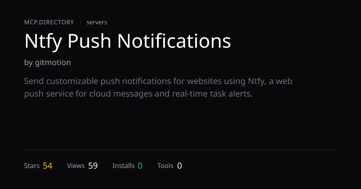 Ntfy Push Notifications MCP Server — MCP.Directory