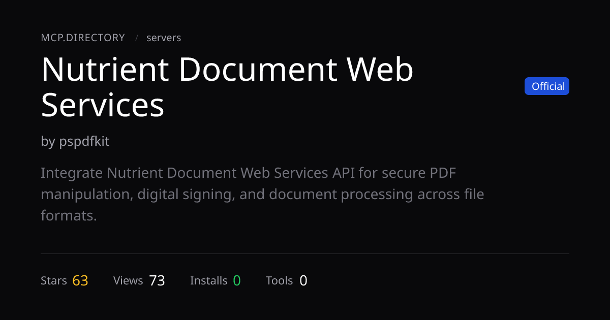 Nutrient Document Web Services — MCP Server — MCP.Directory