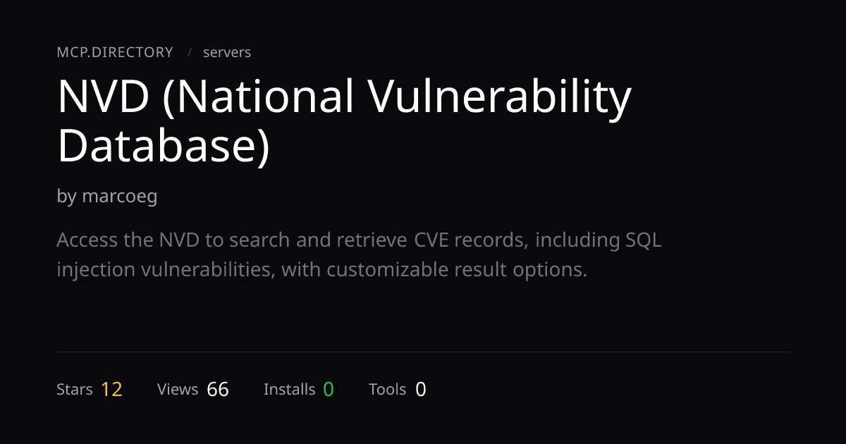 NVD (National Vulnerability Database) MCP — MCP.Directory