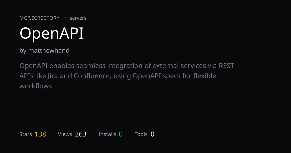 OpenAPI MCP Server — Install & Setup — MCP.Directory