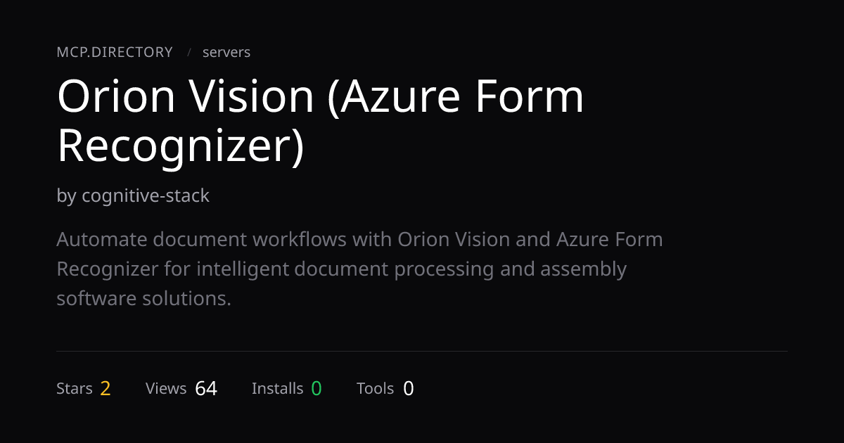 Orion Vision (Azure Form Recognizer) MCP — MCP.Directory