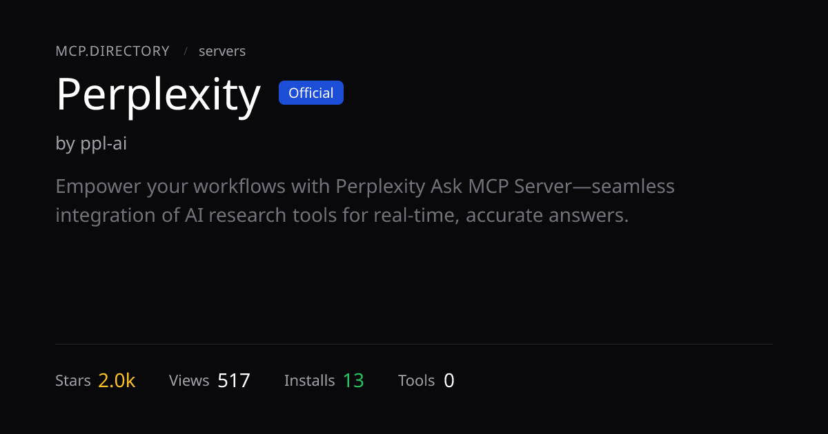 Perplexity MCP Server — Install & Setup — MCP.Directory