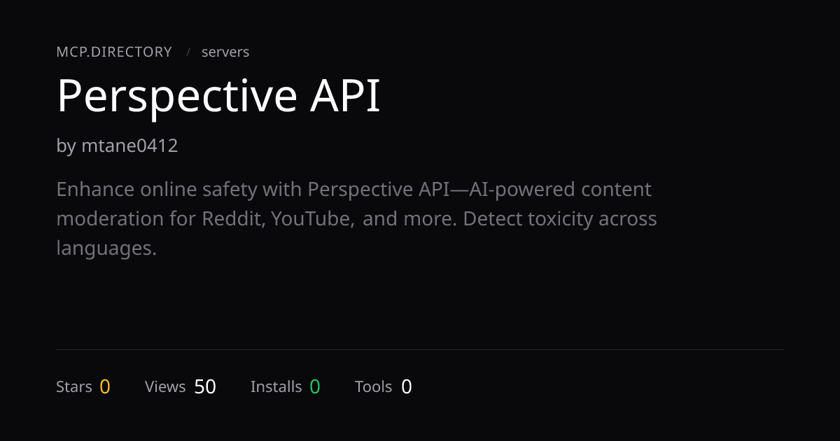 Perspective API MCP Server — MCP.Directory