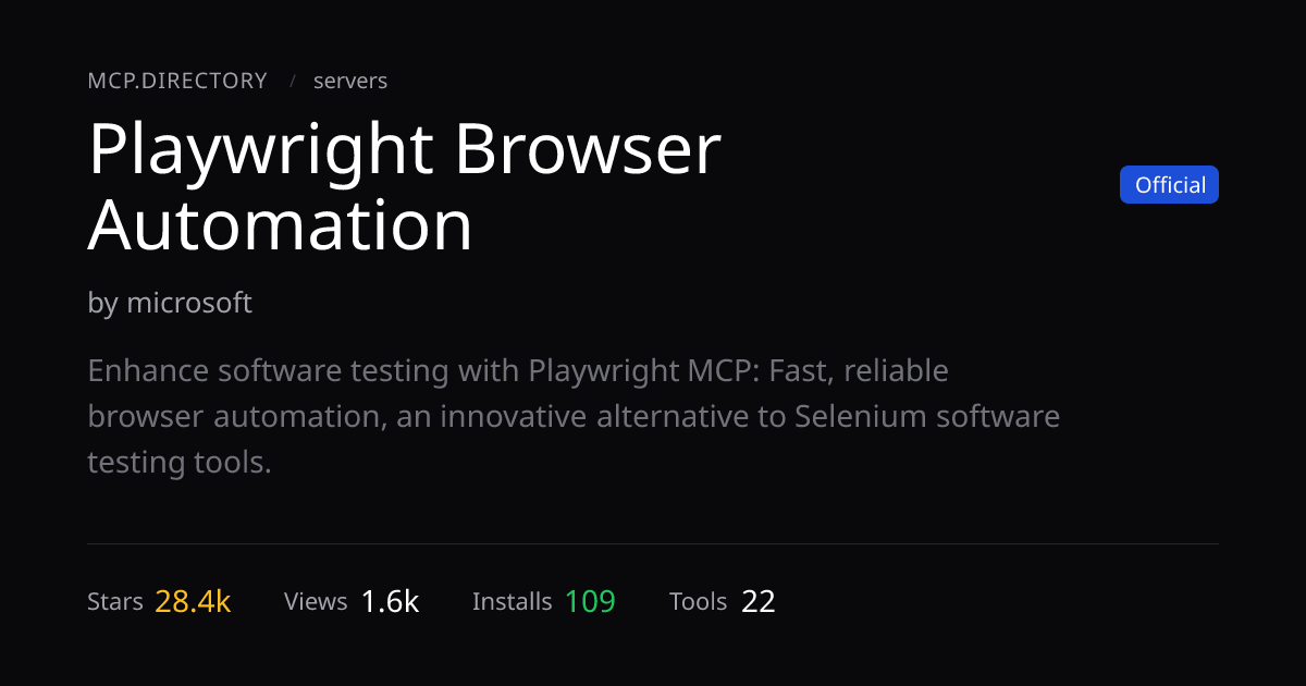 Playwright Browser Automation MCP Server — MCP.Directory