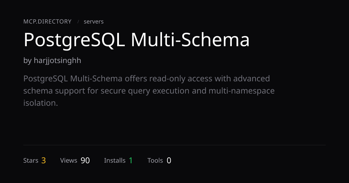 PostgreSQL Multi-Schema MCP Server — MCP.Directory