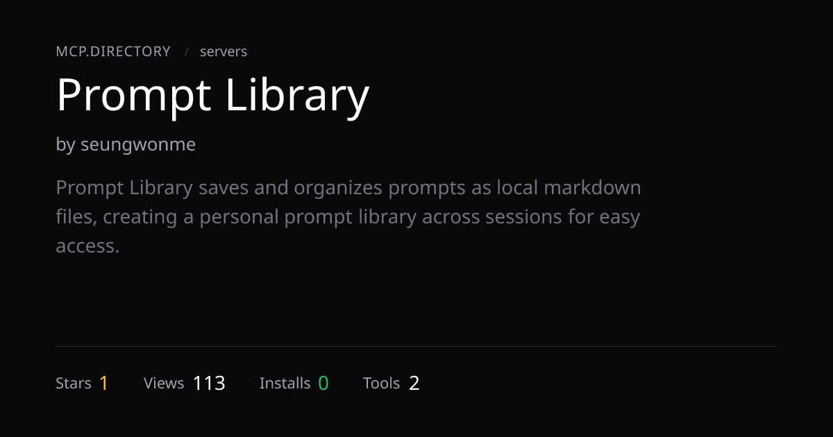 Prompt Library — MCP Server — MCP.Directory