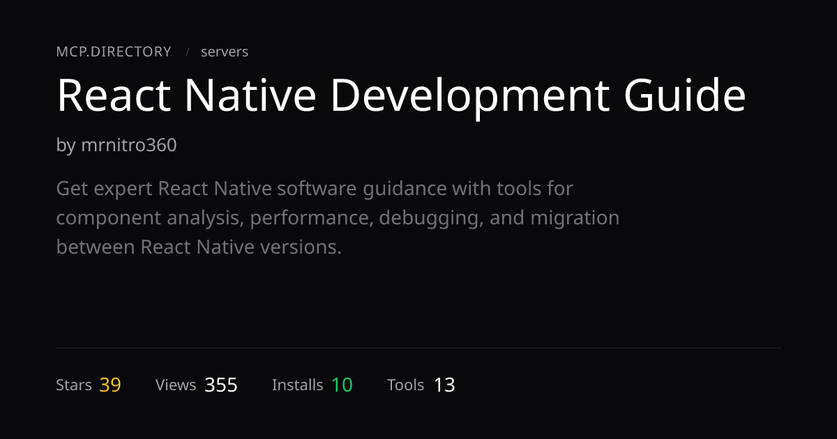 React Native Development Guide — MCP Server — MCP.Directory