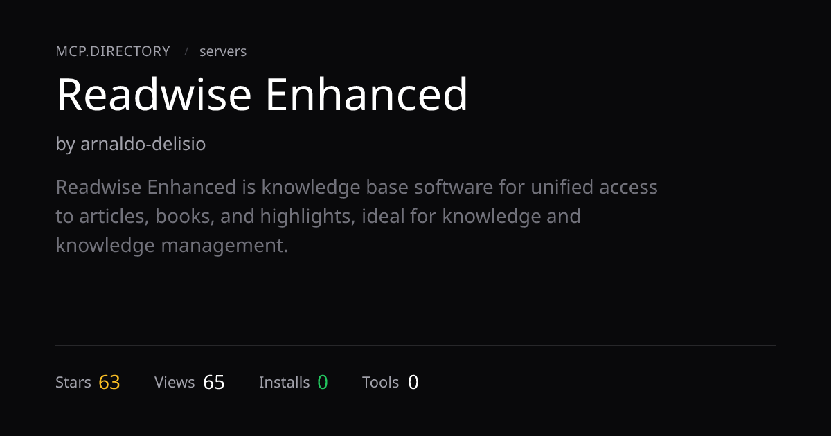 Readwise Enhanced MCP Server — MCP.Directory